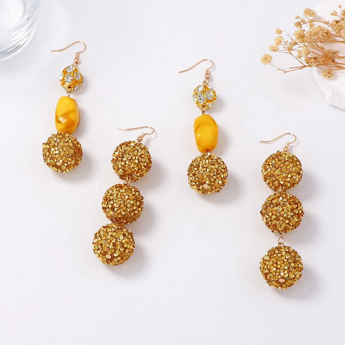 Simple geometric sphere splicing ear hook fashion trendy building personalized new design daily versatile earrings