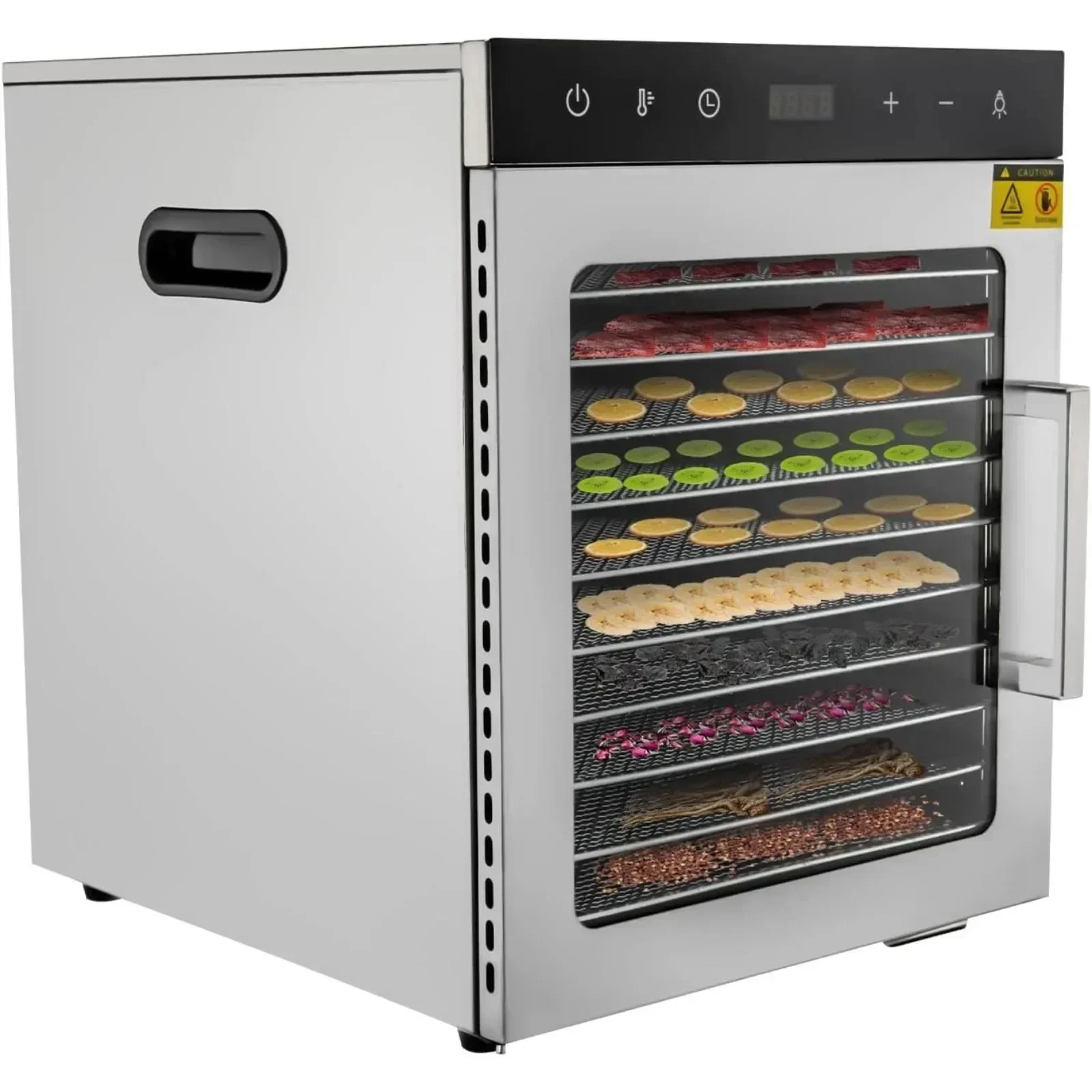 مجفف فواكه 10 طبقات من BYMAOCAR 800 وات 220 فولت مجفف من الفولاذ المقاوم للصدأ 30-90 ° C مجفف طعام قابل للتعديل مع 10 صواني