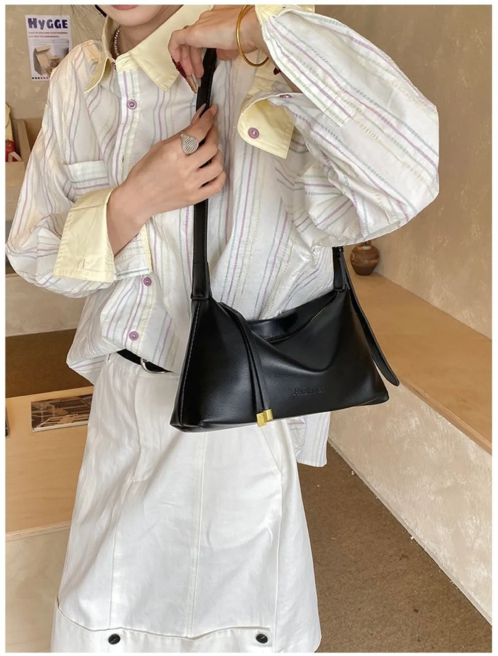 Trendige PU-Leder Damen Umhängetasche Lässige Große Kapazität Dumpling-Tasche Retro Vielseitige Unterarmtasche für den Täglichen Gebrauch – Detail 7