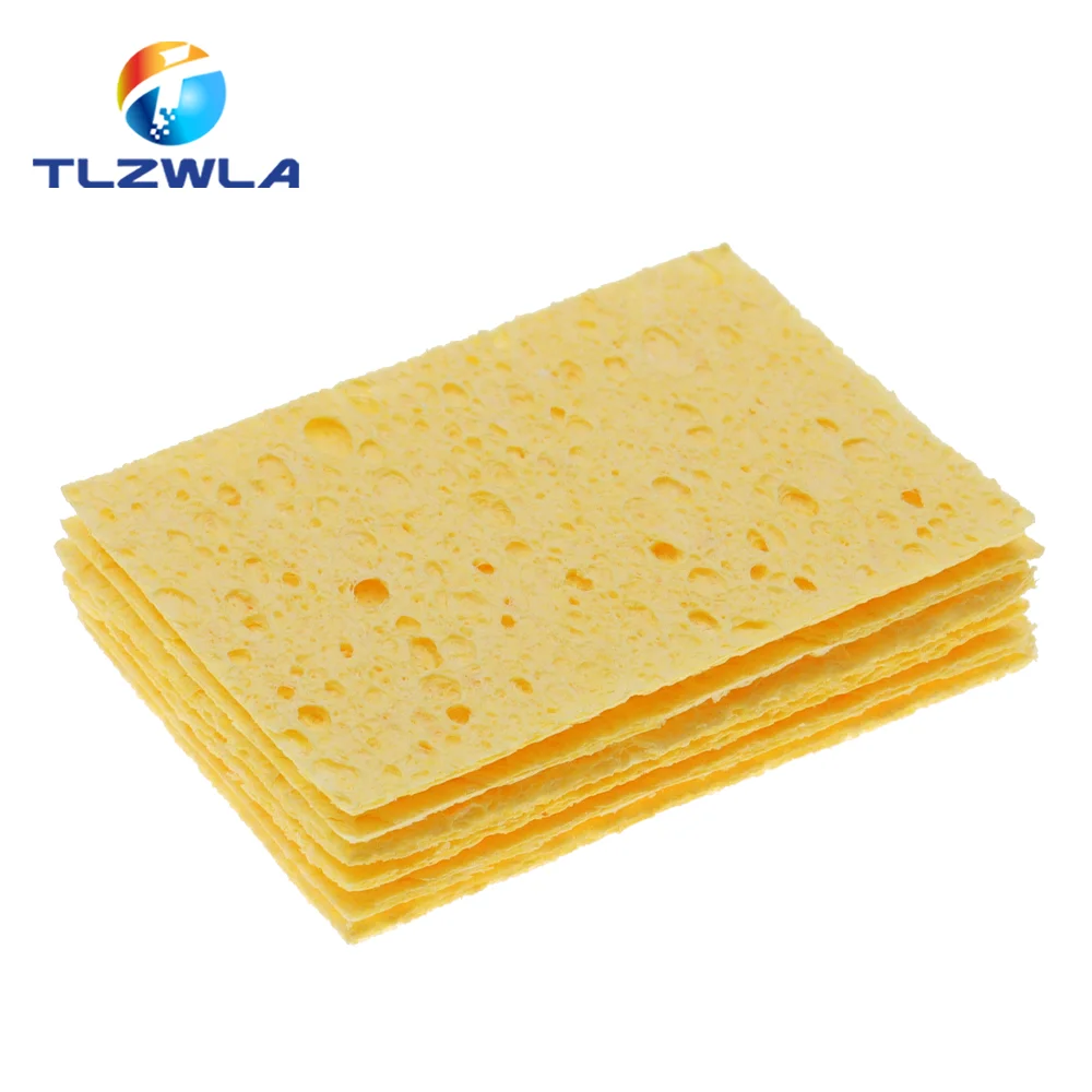 10PC 35MMX50MM Cleaning Sponge Cleaner YellowHigh Temperature Enduring Cleaner Sponge For Electric Welding Soldering Iron Tip