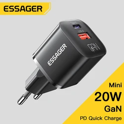 Essager 20W GaN USB tipo C cargador PD carga rápida teléfono QC 3,0 cargadores rápidos para iPhone 14 13 12 11 Pro Max Mini iPad carga