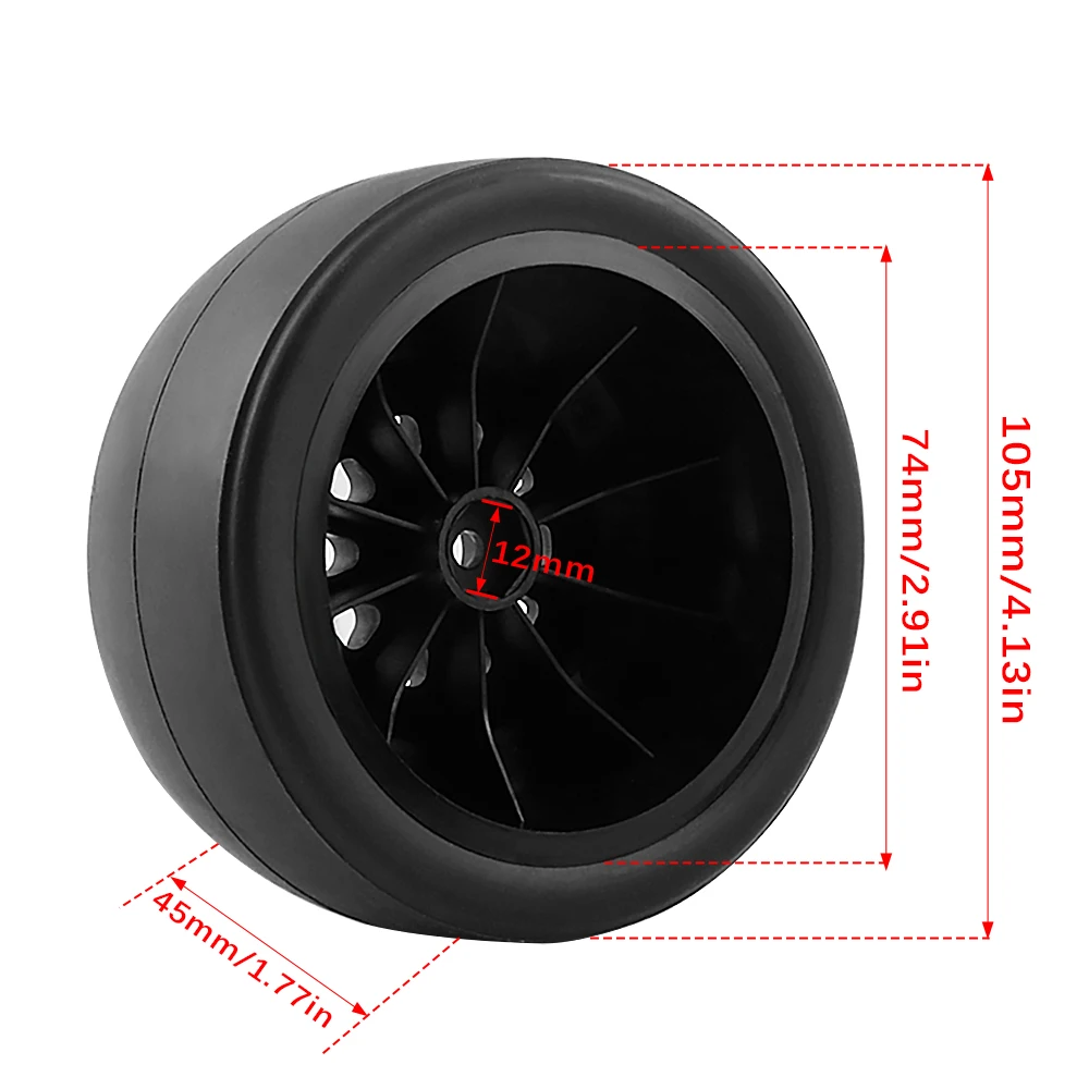 12mm Hex Wheels and Tires 1/10 Racing Short Course Truck Slick Tires OD 105mm Rubber Tires for 1/10 TRAXXAS Slash ARRMA Senton