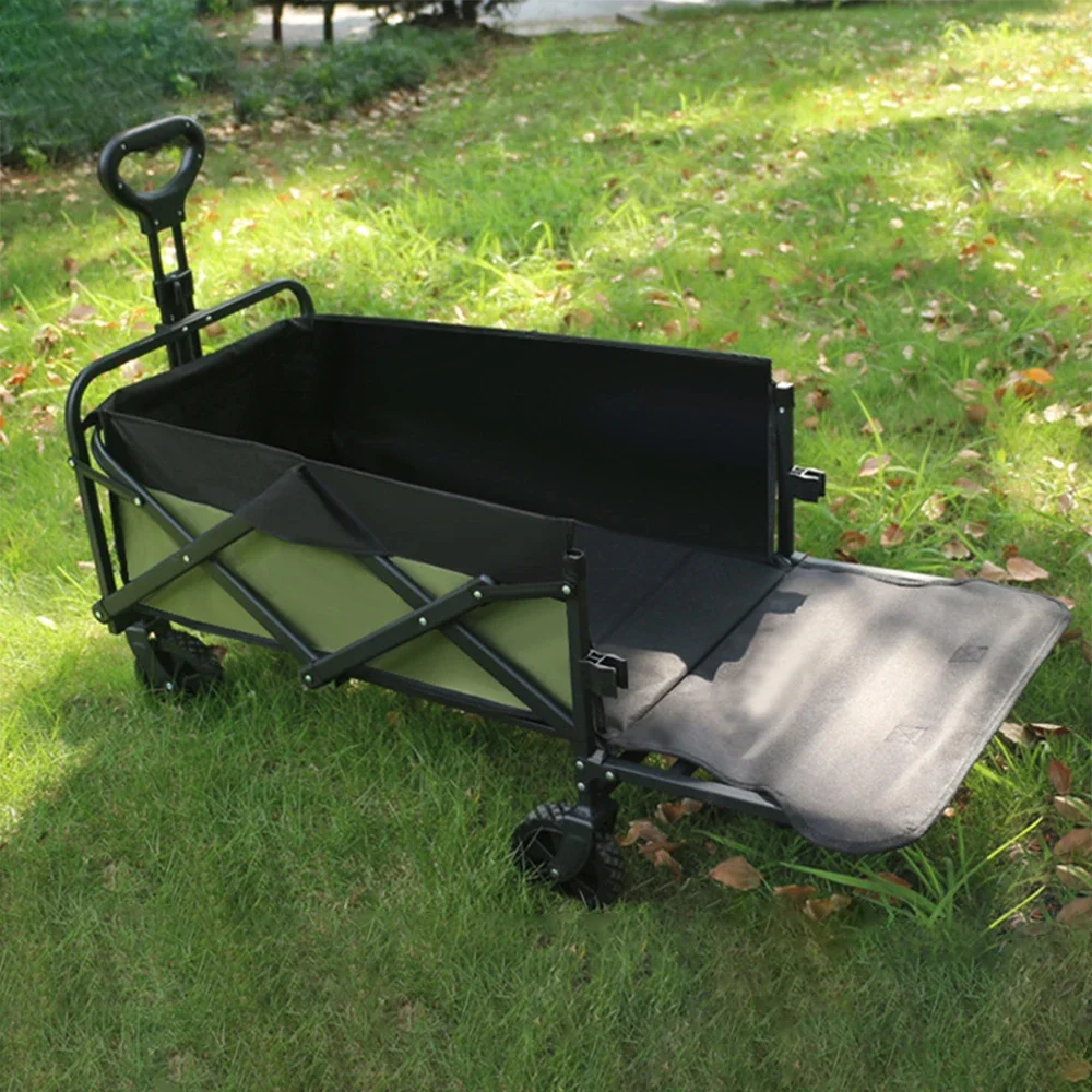 2026 Outdoor Park Utility Folding Beach Trolley Picnic Camping Cart Garden Metal Folding Beach Wagon Cart