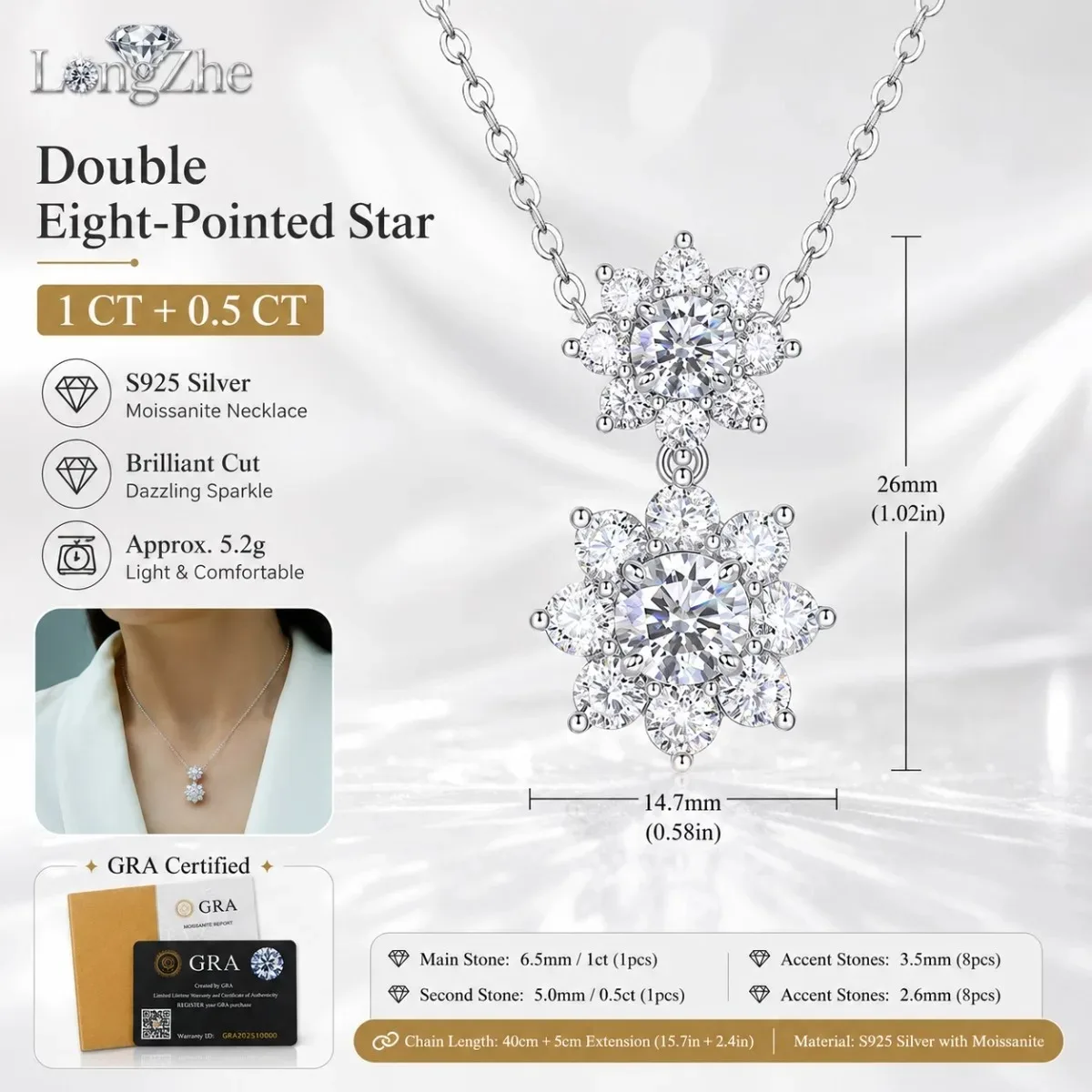

Luxury Flower Moissanite Necklace 925 Sterling Silver D Color VVS1 Pendant Clavicle Chain for Women Wedding Fine Jewelry Gift