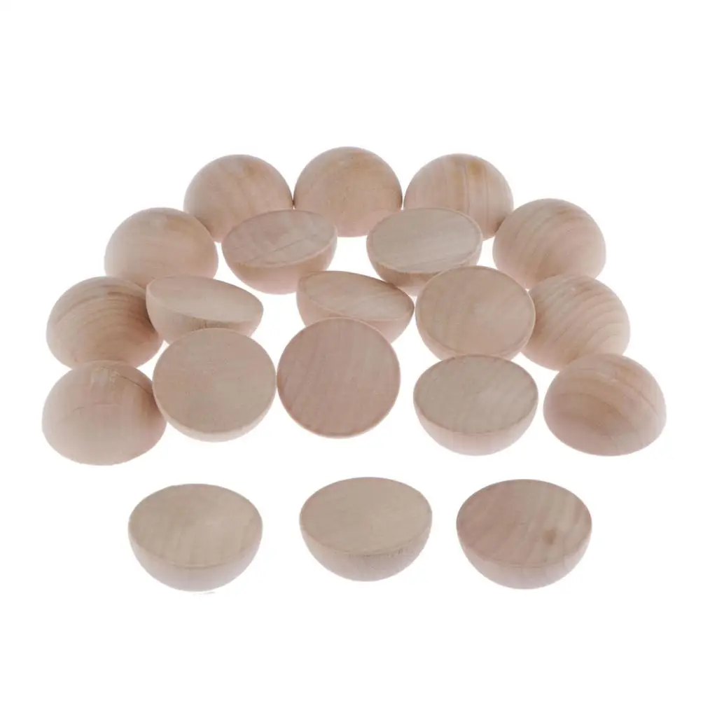 Set Of 20 4cm Wooden Half Split Balls Kids Children Toy Gift Wood