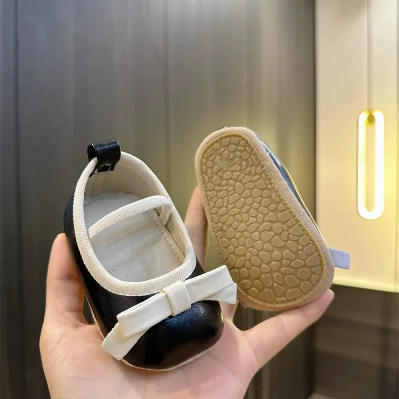 Scarpe per bambini Neonate Principessa PU Scarpe prescolari Scarpe formali Fiocco Principessa Festa di nozze Scarpe antiscivolo per primo passo 0-18M