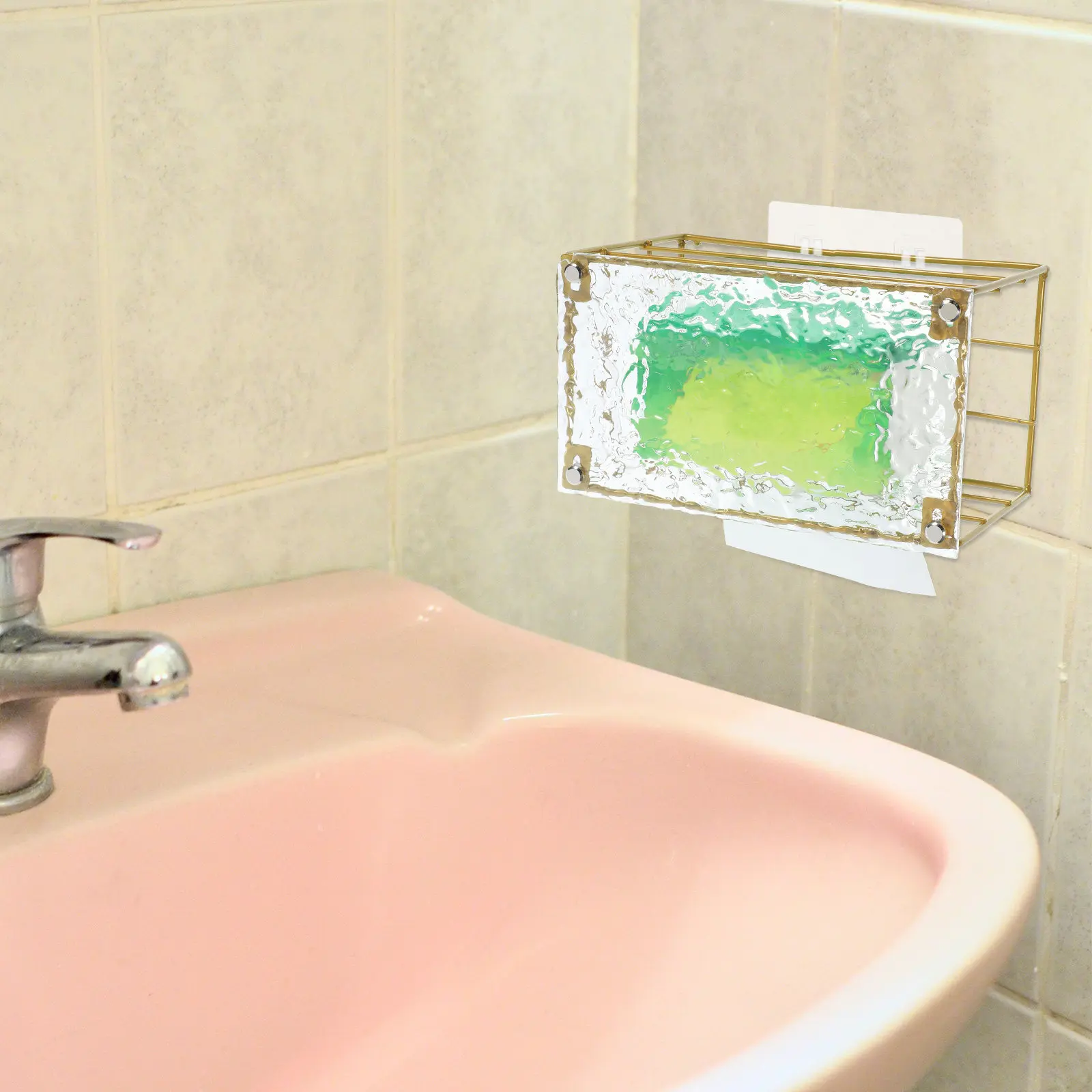 

Bathroom Wall Mounted Toilet Paper Holder Punch Free Stable Solid Material Toilet Tissue Shelf Modern Paper Rack Bathroom Supply