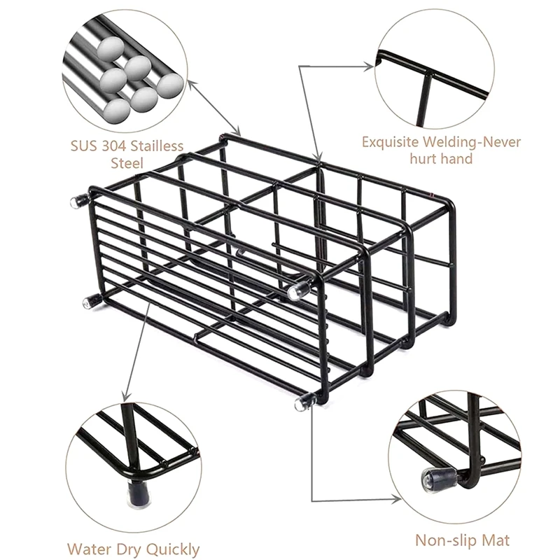 Soporte de pasta de dientes para baño, soporte de cepillo de dientes negro, ranura de baño de acero inoxidable