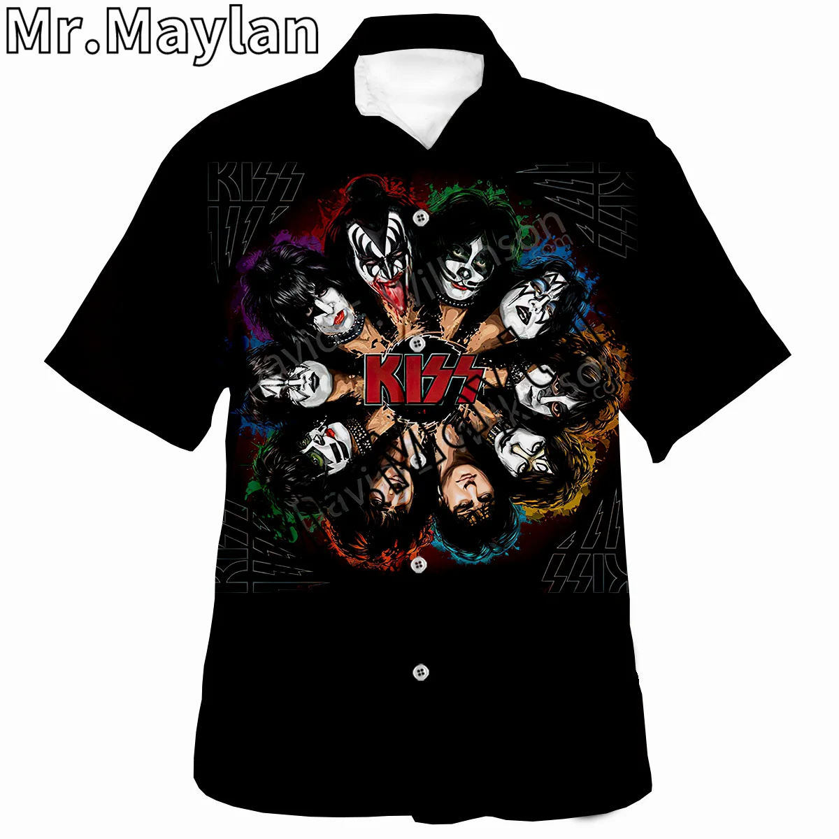 Rock Kiss Band 3D Printed Shirt Hawaii Shirt Men Summer Short Sleeve Shirt Men Shirts 2023 Oversized 5XL shirt Chemise Homme-055