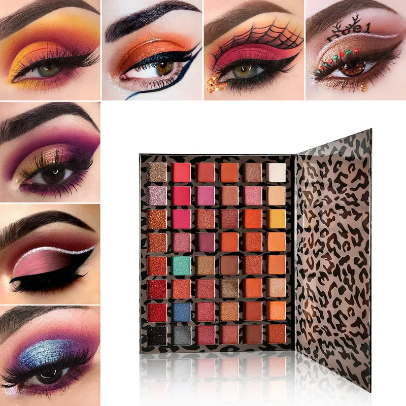 A 48-color Leopard Print Eyeshadow Palette Is A Combination Of Multiple Earth Tones And Large Plates