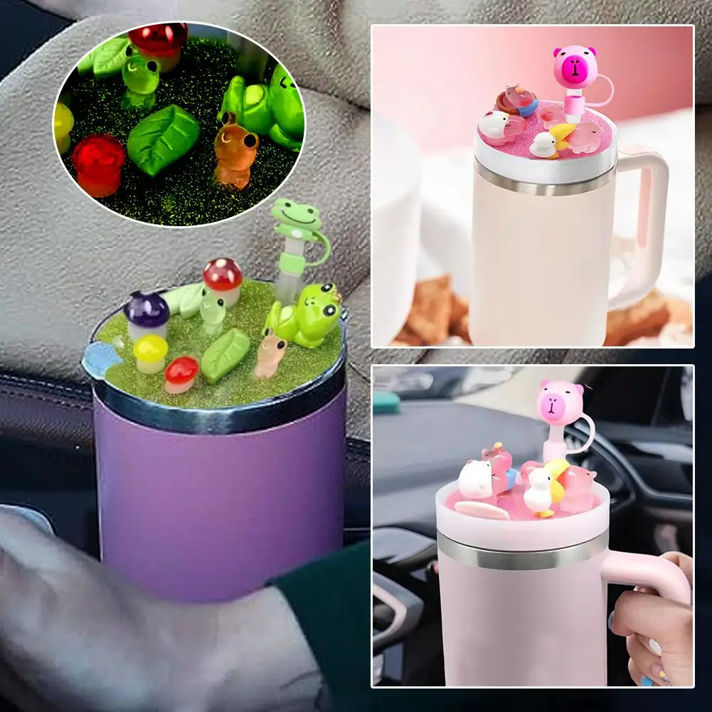 Cute Cup Lid Frog capybara Accessories Fit For Stanley Cups H2.0 Accessories 30oz 40oz With Silicone Straw Cover K8H5