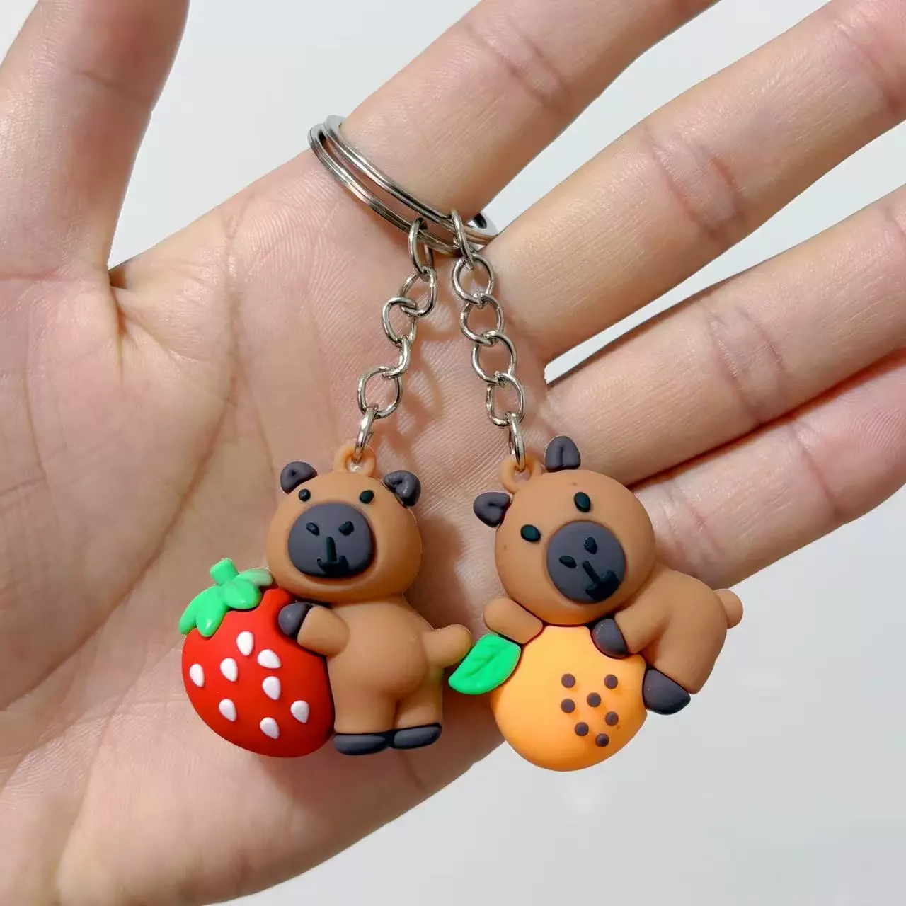 Pvc Soft Rubber Keychain Pvc Soft Fruit Keychain Capybara Keychain Diy Creative Pendant For Diy Projects Gift For Friends Bag