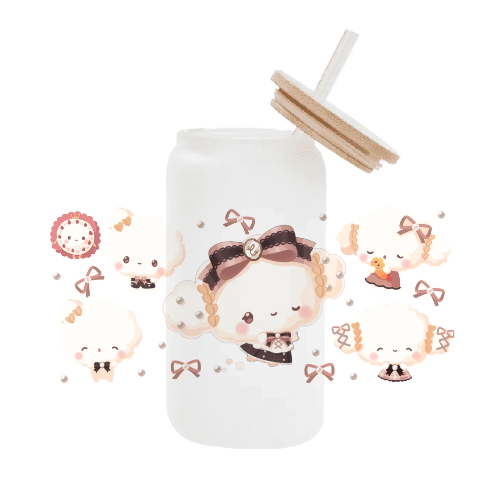 Sanrio cogimyun UV dla Libbey 16oz puszka szklana 3D wodoodporna UV DTF kawa może owinąć Libbey szklana folia