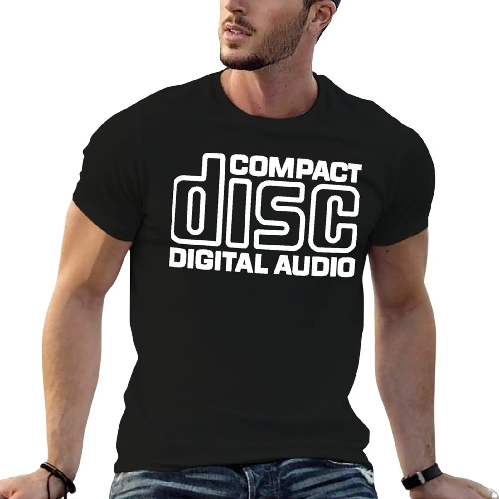Camiseta con logotipo autorizado de audio digital en formato Compact Disc (CD) (blanco), camiseta de algodón, camiseta 100% de algodón para hombre, camiseta de lujo para hombre, camiseta de algodón