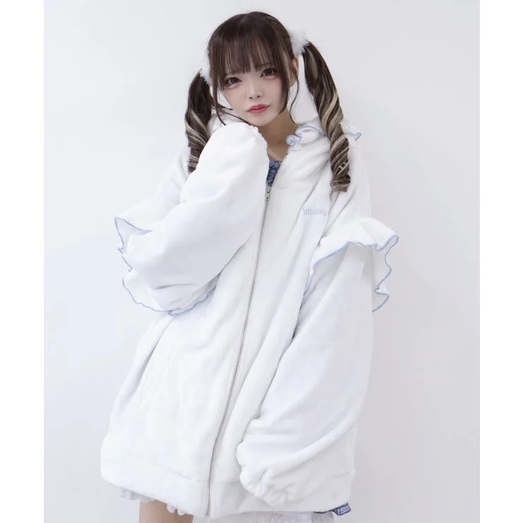 Japanese Rojita New Mine Series Subculture Lace Hooded Coat Embroidered Long-sleeved Loose Sweatshirt Jacket Oversized Hoodies