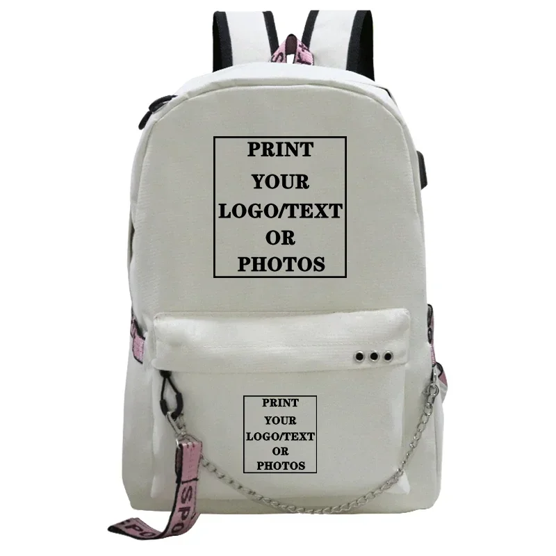 Customize Your Logo Name Image School Backpack for Teenager Girls Fashion Custom Backpacks Travel Back Pack Sac A Dos