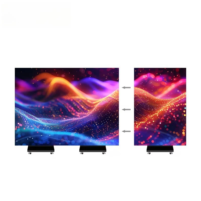 Indoor Floor Standing Movable Foldable Trifold  Poster Display P1.25 P1.53 P1.86 P2.5 Portable on Wheels