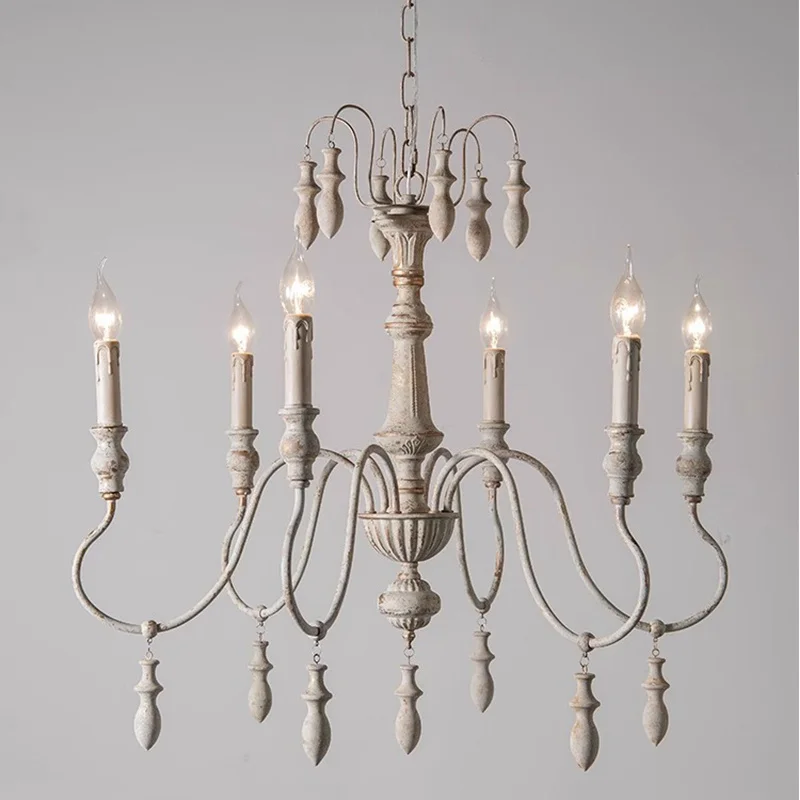 French Country Chandelier Study Room Bedroom Small Living Room Wrought Iron Art Deco Lamps Retro Dining Room Light