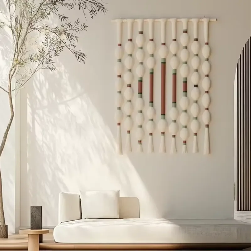 Eco-Friendly Macrame Wall Hangings Abstract Art Deco Cotton Rope Bohemian-Scandinavian-Luxury Decors for Home Living Room