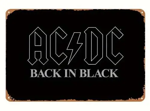 AC/DC Back In Black Vintage Retro Metal Sign  Wall Art
