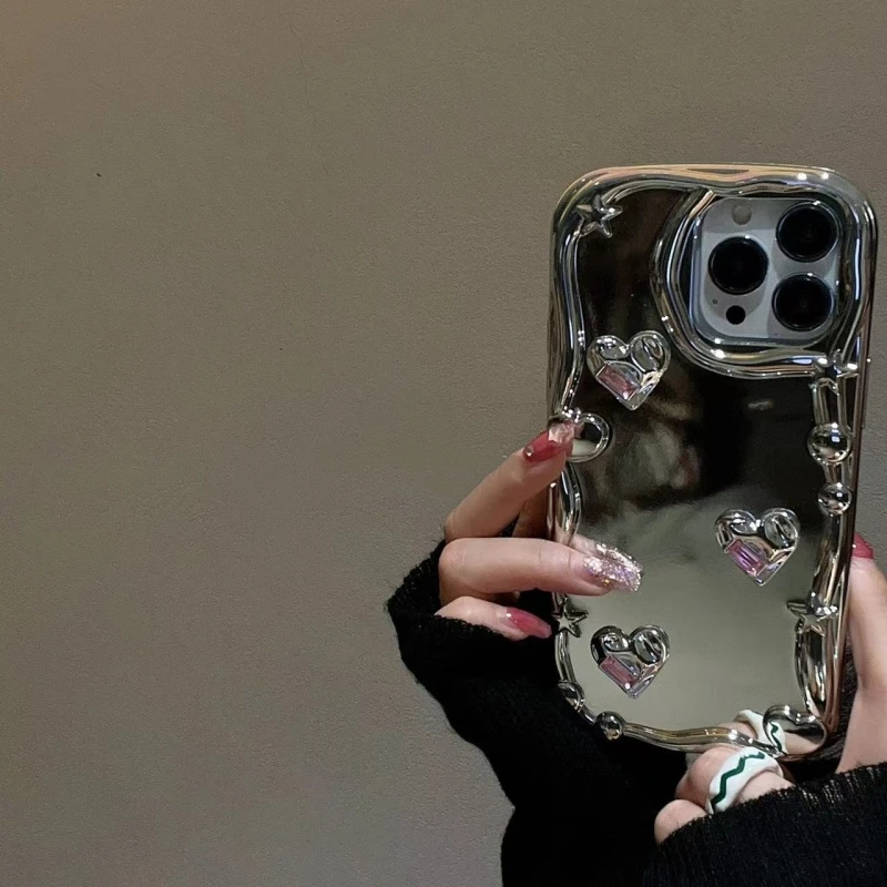 Plating Love Mirror Stand Silicone Soft Phone Case For iPhone 14 13 12 11 Pro Max X XS XR 7 8 14 Plus Camera Protective Cover