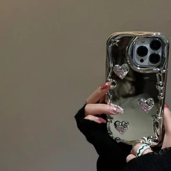 Plating Love Mirror Stand Silicone Soft Phone Case For iPhone 14 13 12 11 Pro Max X XS XR 7 8 14 Plus Camera Protective Cover