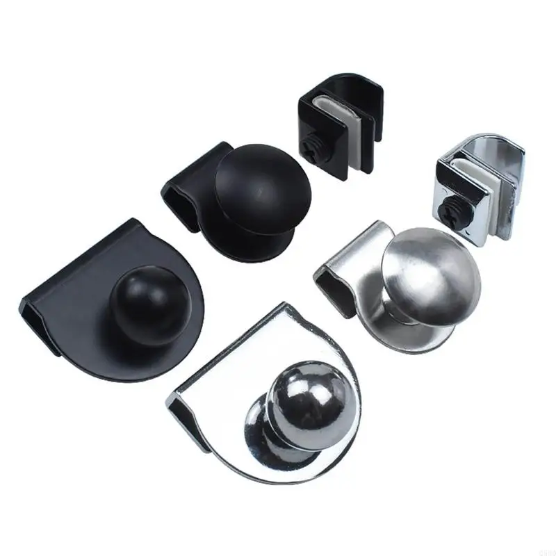 

Q5WD Cabinet Drawer Metal Pulls Round Single Sided Shower Glass Door Clip Handle for Kitchen Bathroom Showcases Punch-free