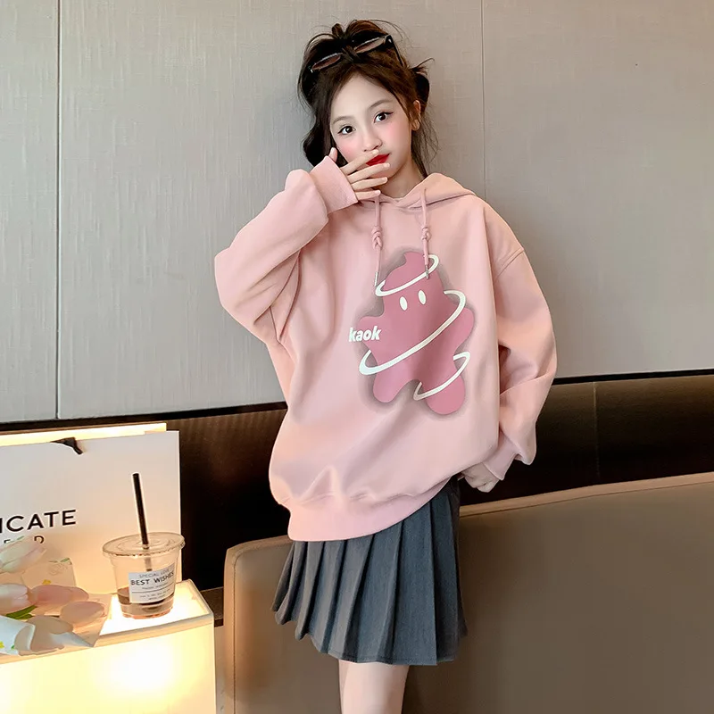 

2023 autumn winter sweatshirts warm hoodie dress + jk pleated skirt toddler girls cotton teenager children set 6 9 8 10 12 year