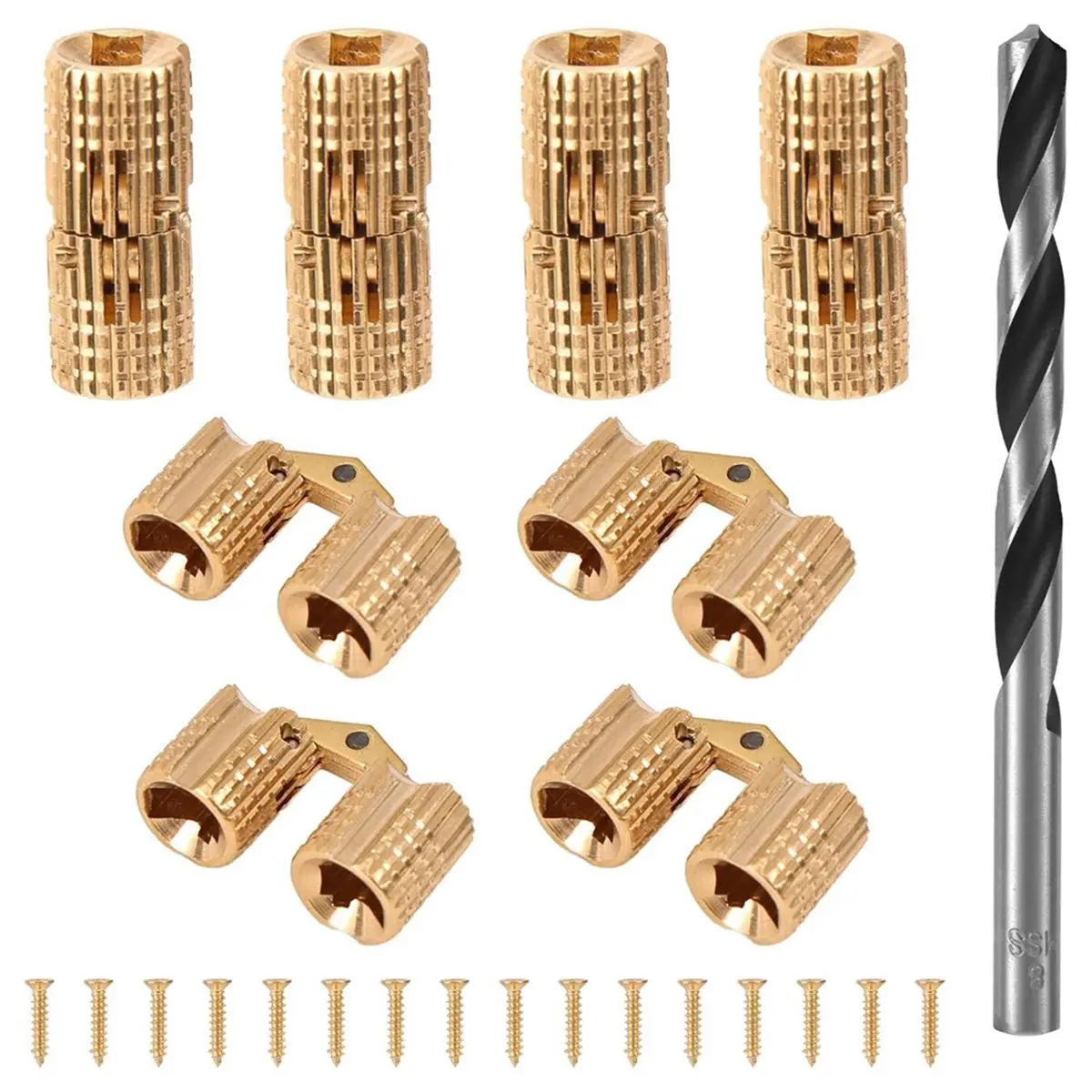 2026 NEW 8mm Hidden Brass Hinges with Drill Bit,180° Hidden Cabinet Hinges for Jewelry Wooden & Ring Box DIY Crafts