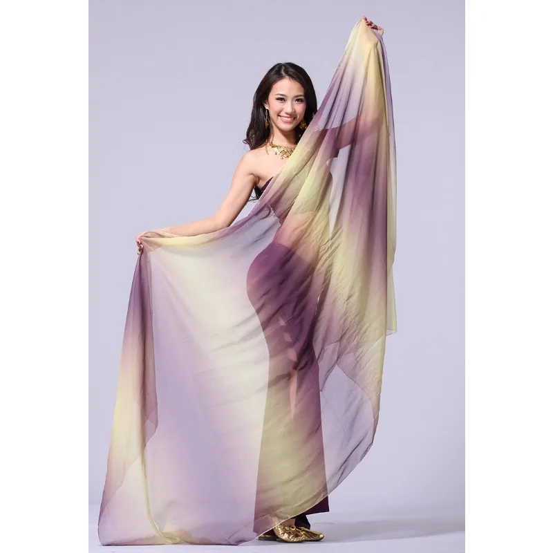 Silk Performance Gradient Color Hand Gauze Headscarf Veil Shawls Women Scarf Costume Accessories Customized Belly Dance Veils