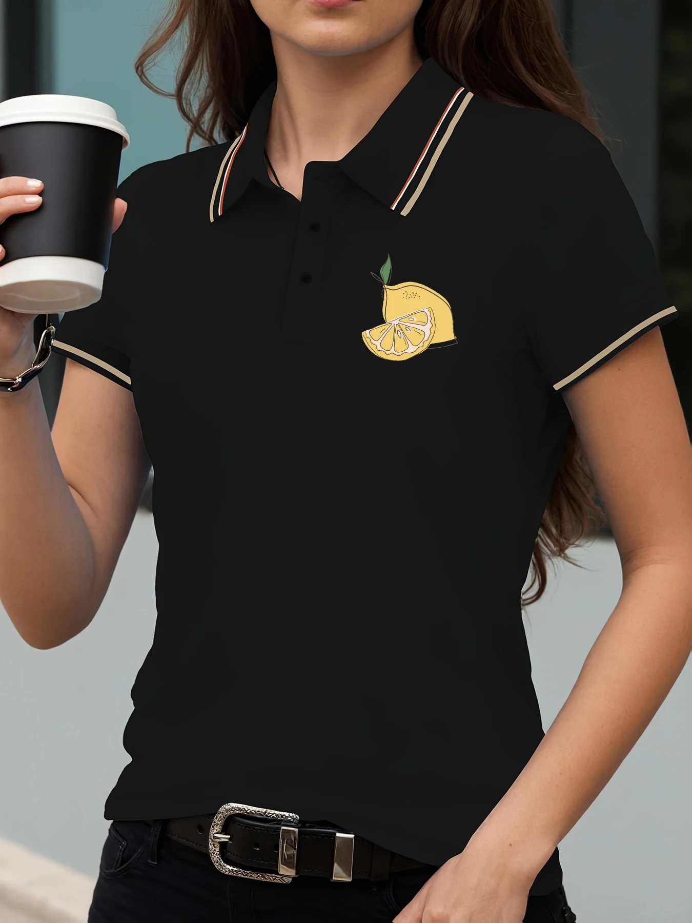 

Lemon Cello Art Fruit Pattern Womens T Shirts Hip Hop Breathable Polo Shirt Woman Casual Clothes Street Unisex Sportswear