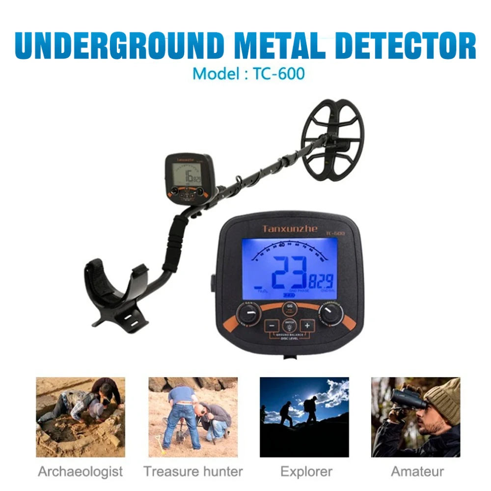 High Sensitivity TC-600 Metal Detector Pro Underground Depth Gold Detector Treasure 19.2KHZ Frequency Pinpoint Detecting