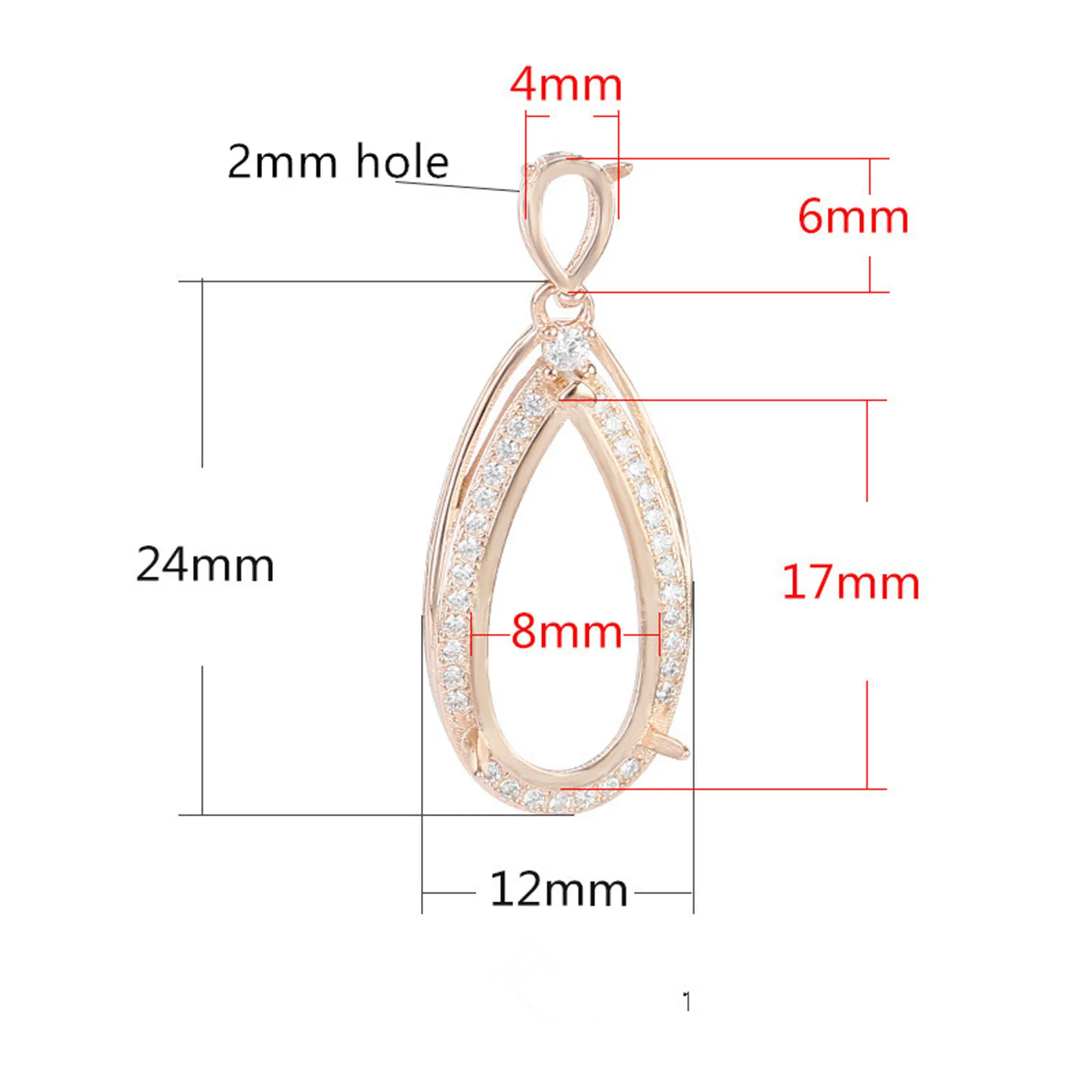 Pendant Setting for 8x17mm and 4x6mm Teardrop Cabochons 925 Silver Zircon Pendant Blank Teardrop Shape Pendant Base SP0053