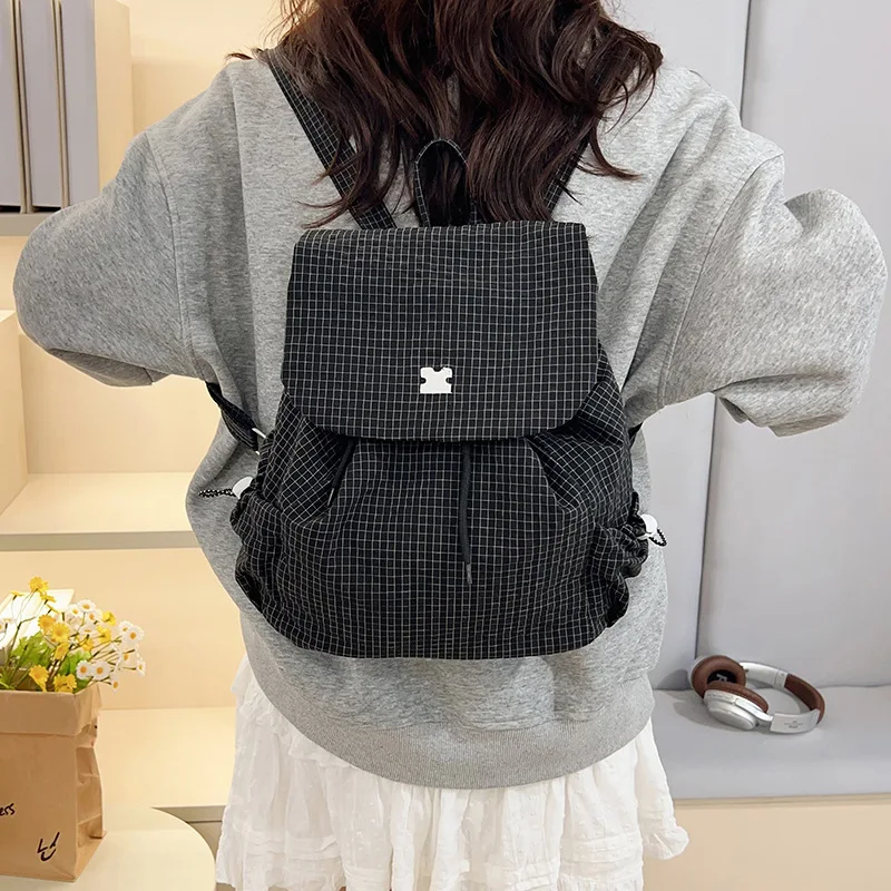 Ransel Anak-anak Kotak-kotak Trendi untuk Anak Laki-laki Ransel Lucu Kapasitas Besar Kasual Modis Ransel Kartun Tas Sekolah Рюкзак Женский