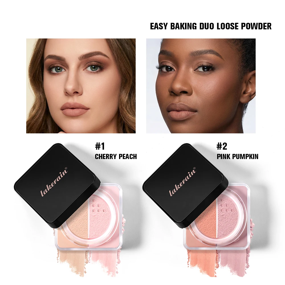 Huda Polvo Suelto Iluminador y Corrector Duo, Ilumina y Corrige los Poros Dilatados, Polvo Fijador Mate de Larga Duración