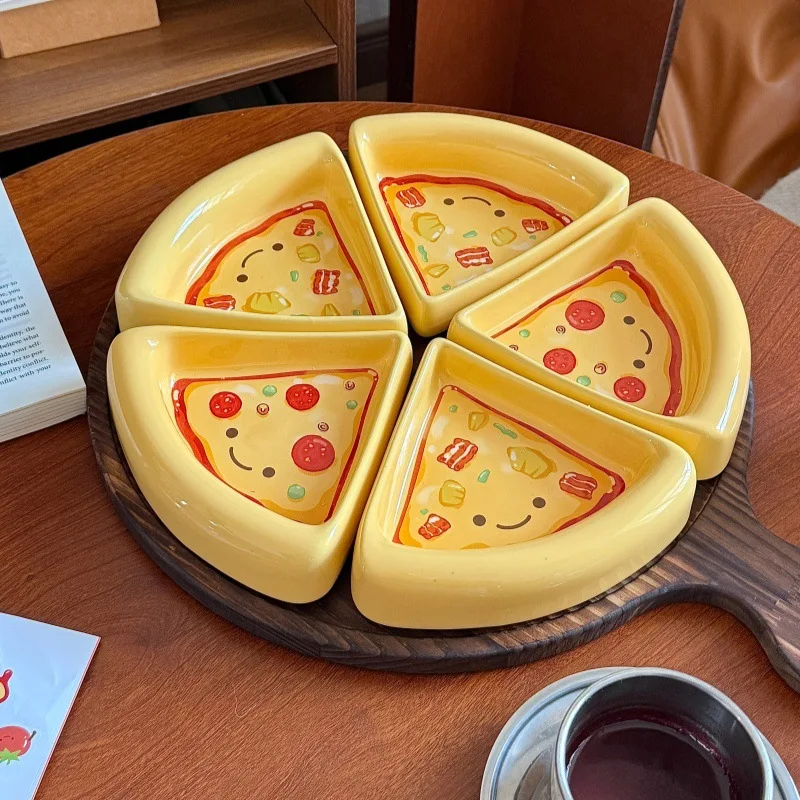 Cute pizza shape partition plate, snack snack plate, household living room dried fruit plate 3