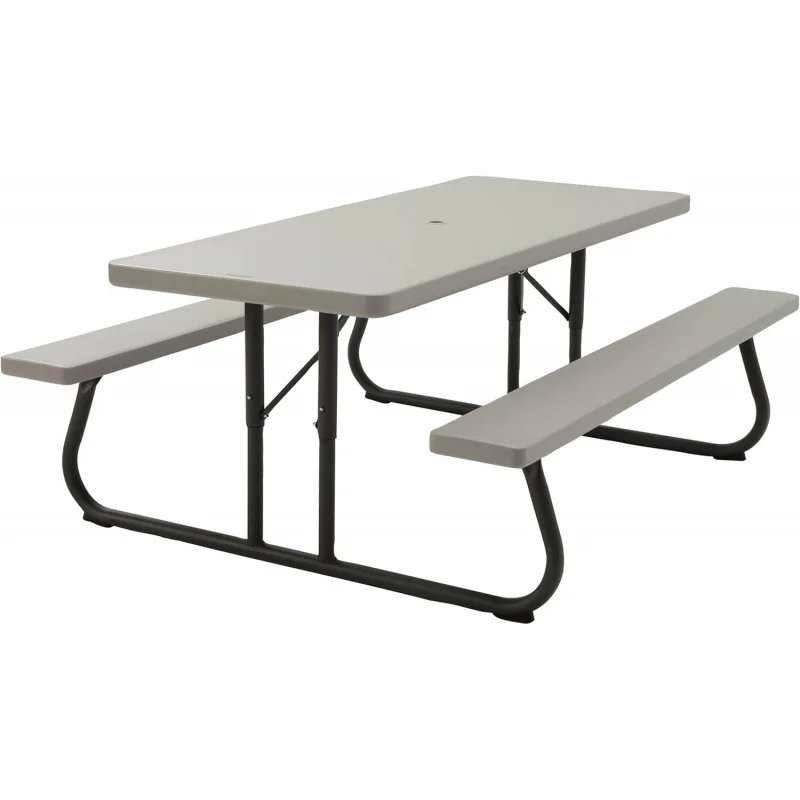 

6-Foot Outdoor Folding Picnic Table, Seats 8,-Protected HDPE with Steel Frame, Stain Resistant & Foldable Space-Saving