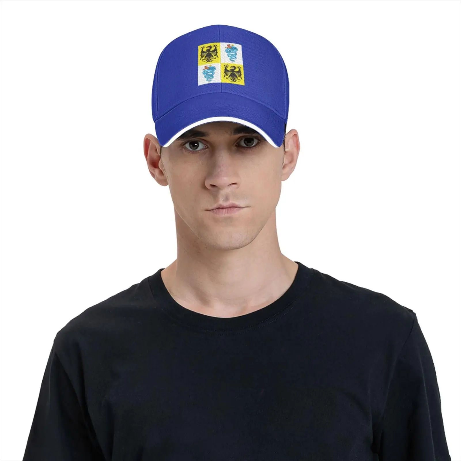 Flag of The Duchy of Milan (1450) Trucker Baseball Cap for Men Women Hat Sandwich Brim Dad Hats Blue