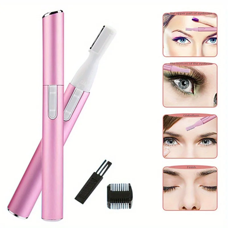 ماكينة تشذيب الحواجب الكهربائية للسيدات مزودة بفرشاة تنظيف ومشط وهي أداة تجميل شخصية متعددة الوظائف