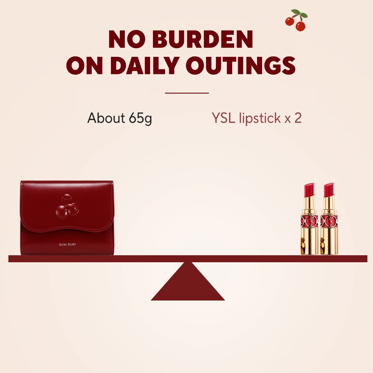 TOUTOU Cherry Leather Wallet for Women Cowhide Red Card Bag Short Cute Clutch Purse Girl Valentine Day Teacher Day Girl Gift