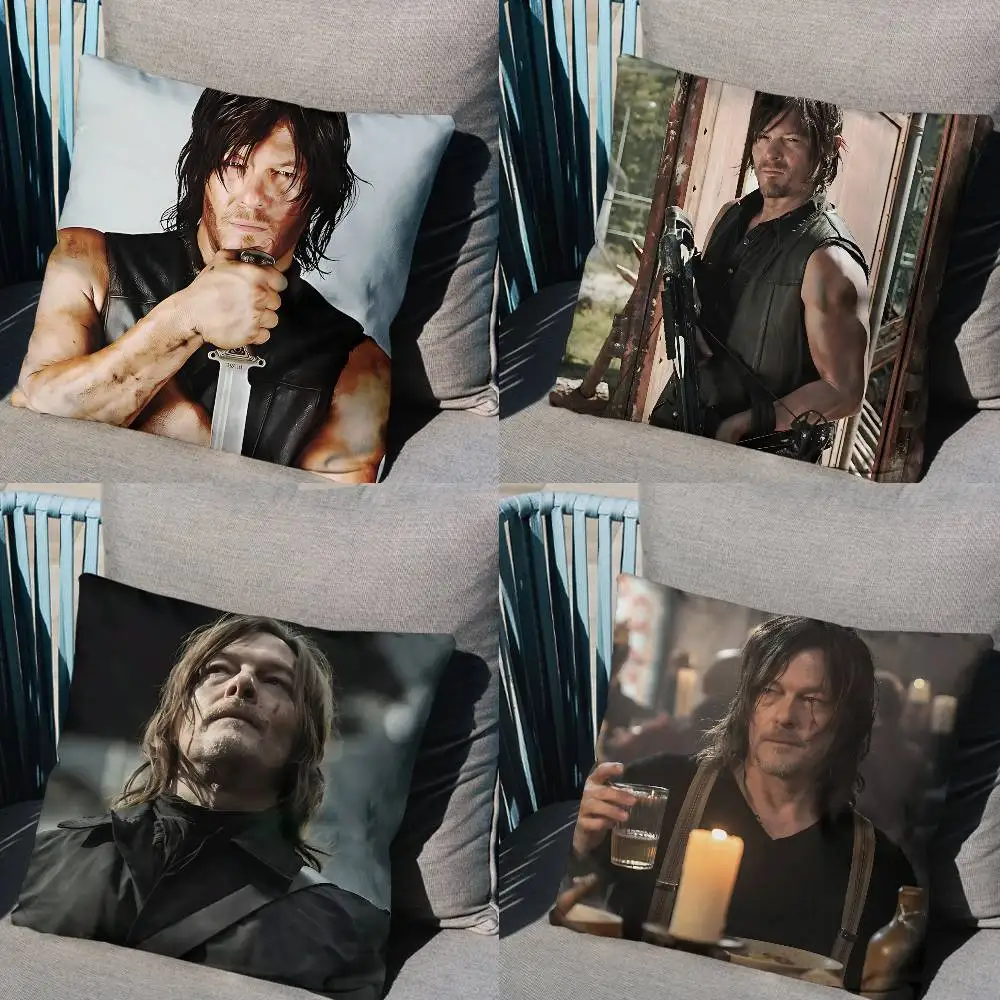COOL Daryl T-The Walking Dead Pillow Case Square Double-Sided Printing Short Plush Sofa Cushion Cover Bedroom Bedside Pillow