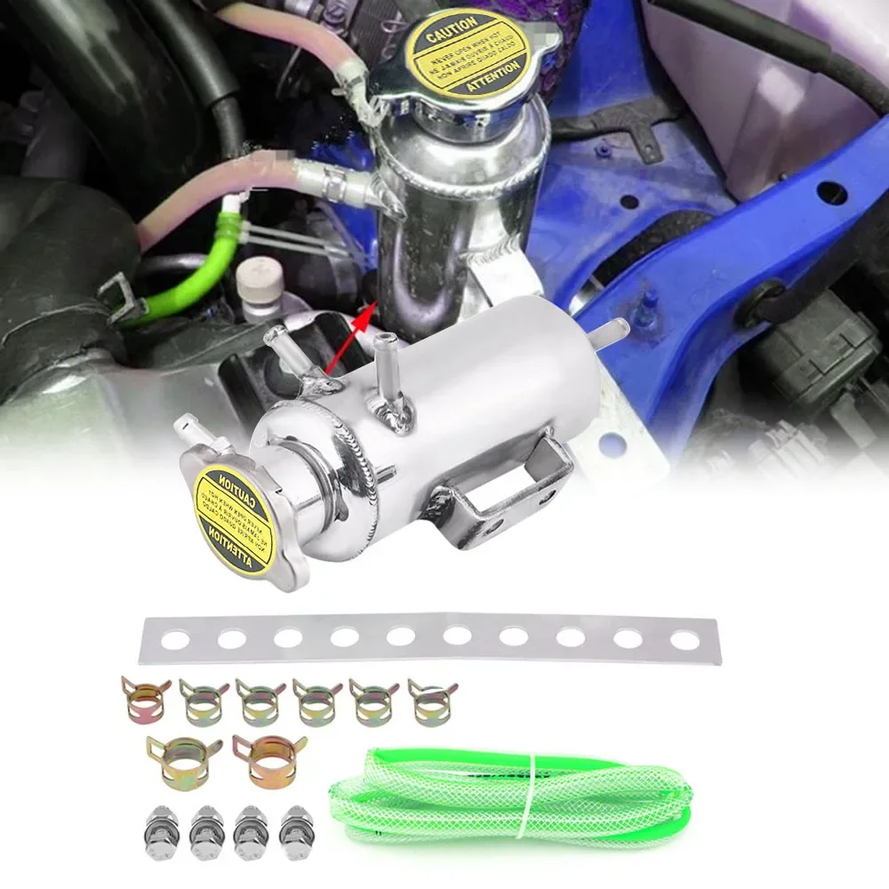 Universal Aluminum Air Separator Tank Car Radiator Coolant Swirl Pot Breather Racing Coolant Catch Can Parts