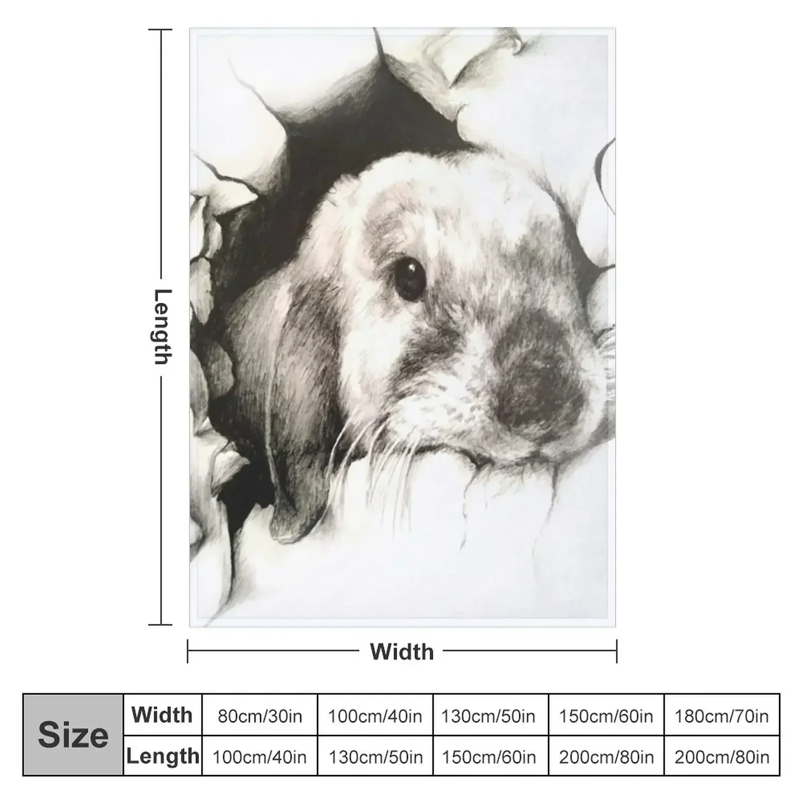 3D rabbit drawing bunny destruction Throw Blanket couch cozy soft plush fuzzy picnic outdoor blanket