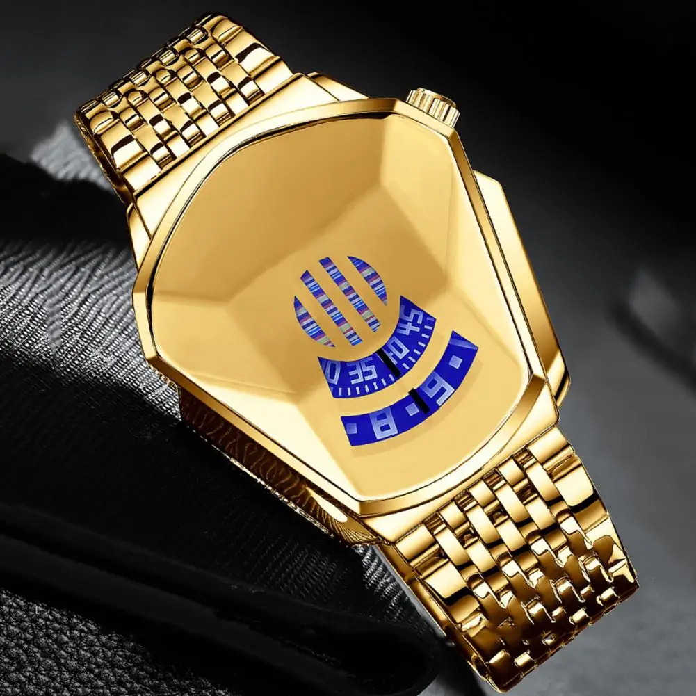 Cool Men Watch Mirror Shine Waterproof Golden Steel Strap Fashion Quartz Watch Male Dress Wristwatch Birthday Gift