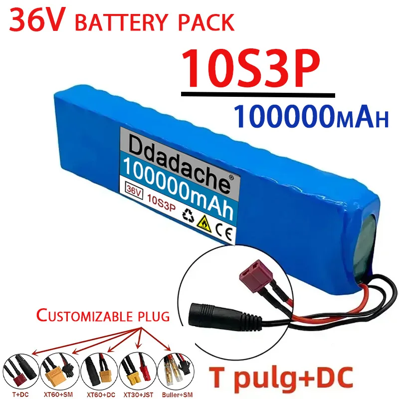 

2024 new 10S3P 36V 100Ah 18650 lithium-ion battery pack 350W suitable for high-power scooters, motorcycles, and 42V chargers