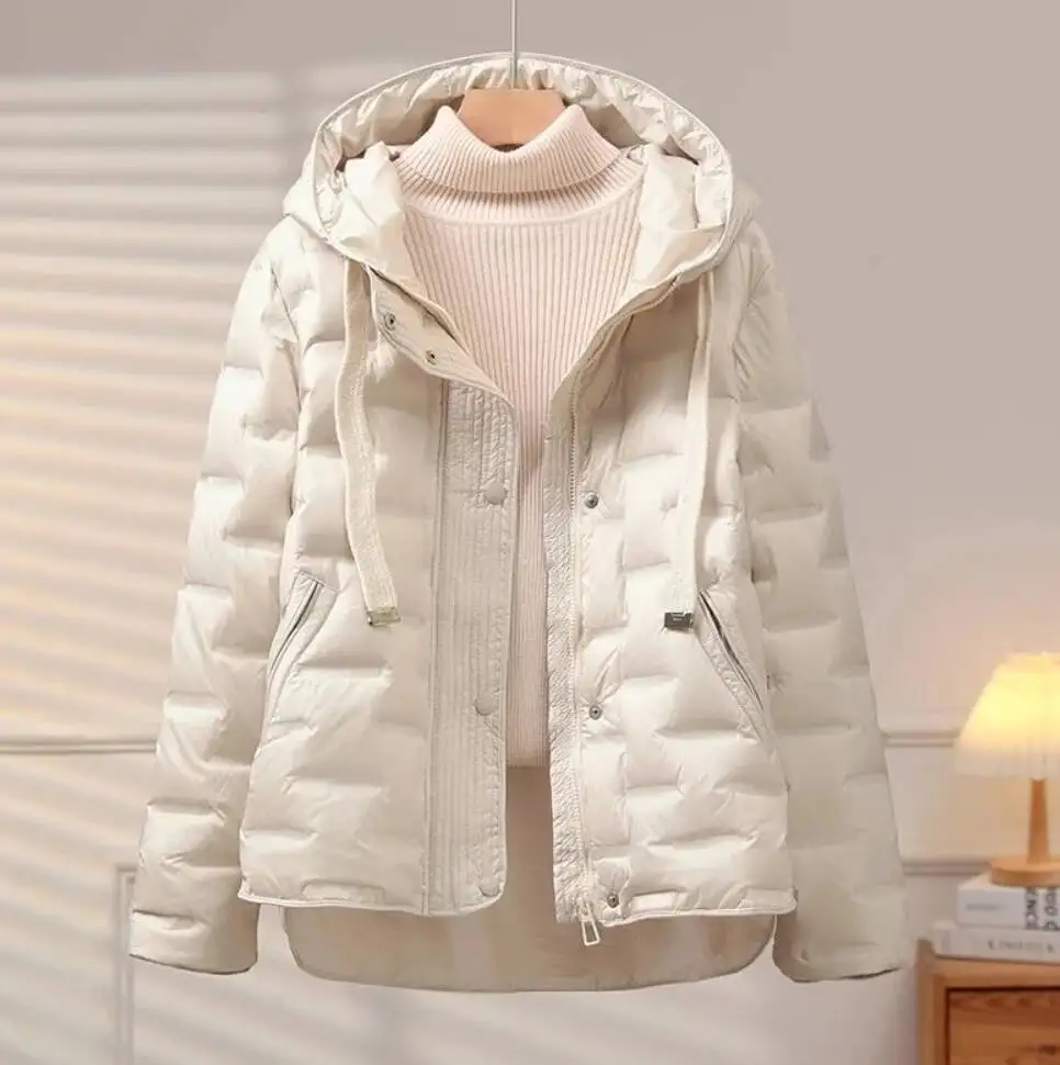 

Women's New Puffer Jacket Short Hooded Thickened White Duck Down Coat Slim Fit Fashion Casual Warm Outerwear