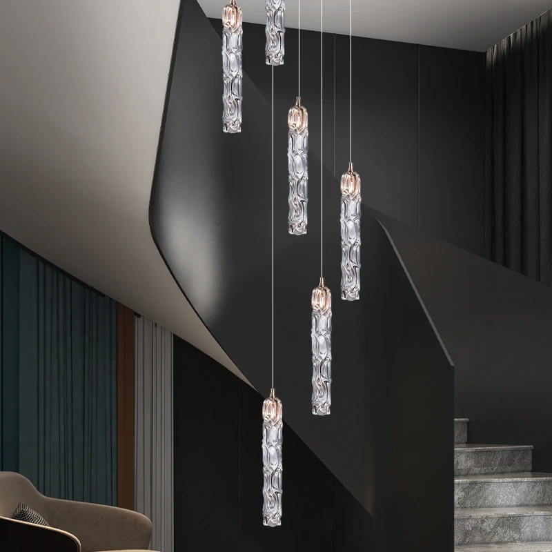 

Ceiling Hanging Lamp Long Staircase Chandelier Pendant Light Modern Nordic Light Luxury Dining Room Chandelier.