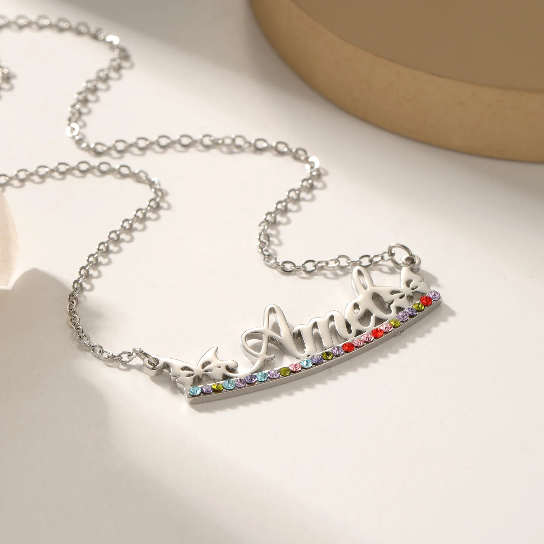 

Custom Butterfly Freedom Name Necklace Minimalist Butterfly Name Necklace Unique Diamond Personalization Necklace Gift for Her