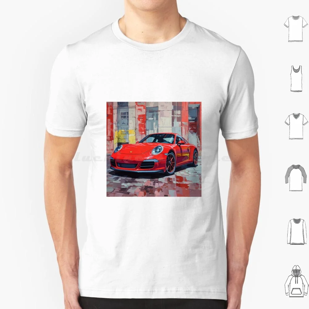 A Car In The Patio T Shirt Men Women Kids 6xl Car Patio Red Tiles Brush Colors Door Sportscar Supercar