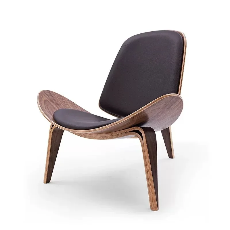 Three-Legged Shell Chair Ash Plywood Fabric Upholstery Living Room Furniture Modern Lounge Shell Chair dining chairs